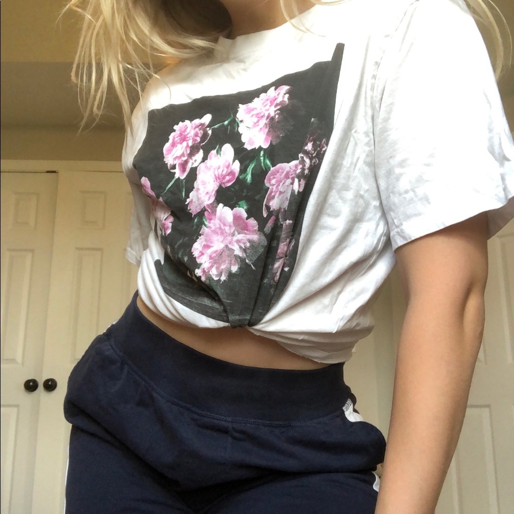 white floral graphic tee